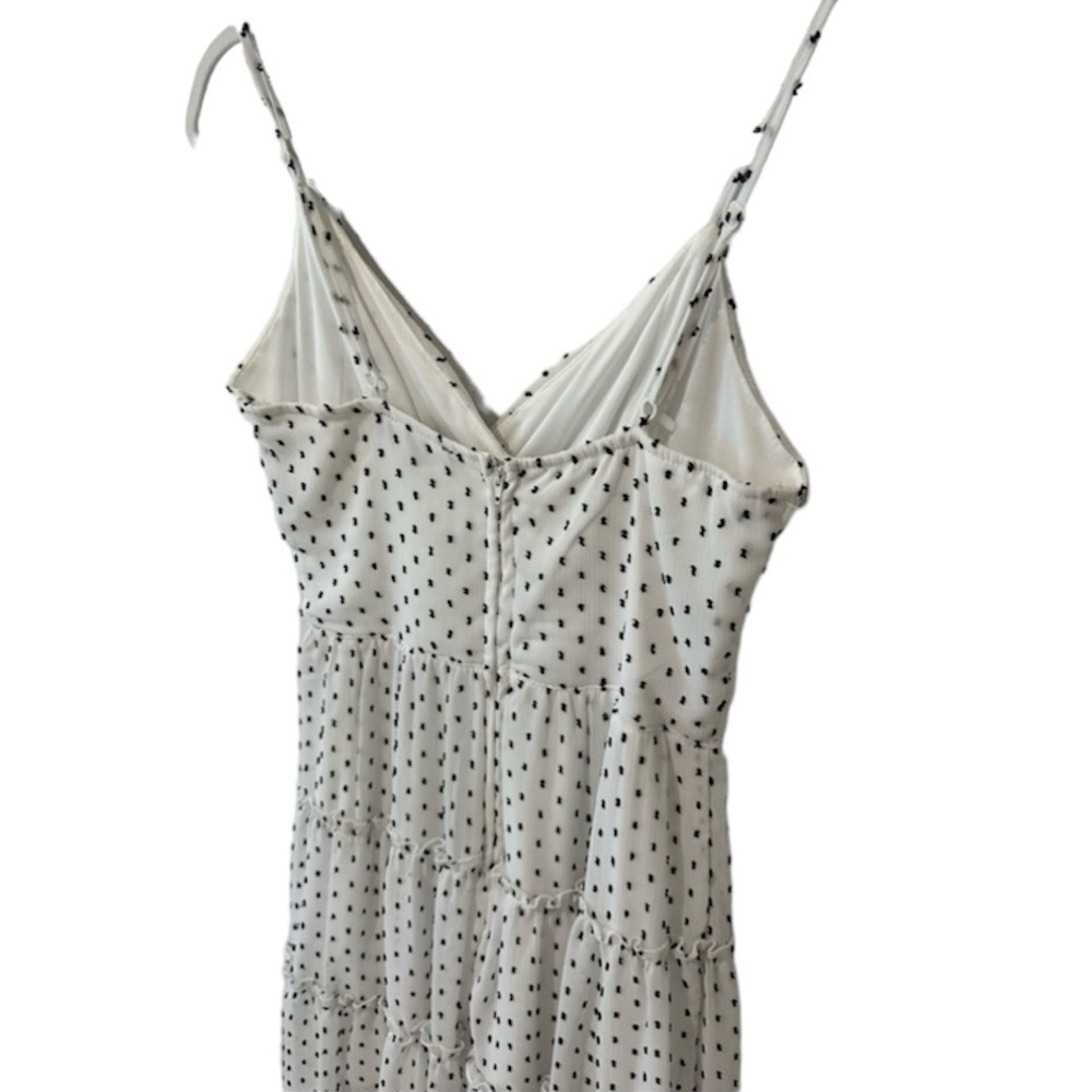 TRIXXI White With Black Polka Dot Spaghetti Strap Dress Size S